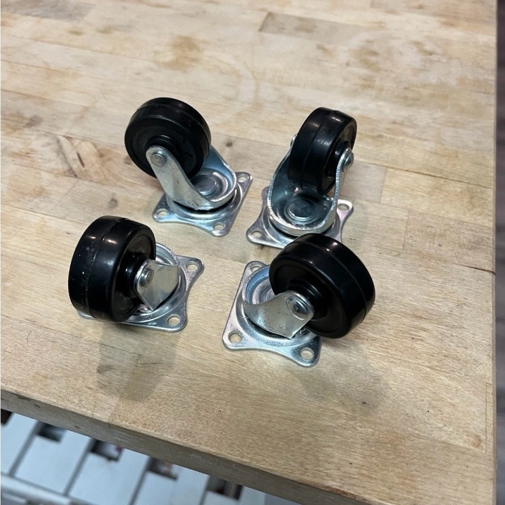 Set of 4 Everbilt 1-1/2 inch Black and Silver Soft Rubber Wheel Swivel Casters